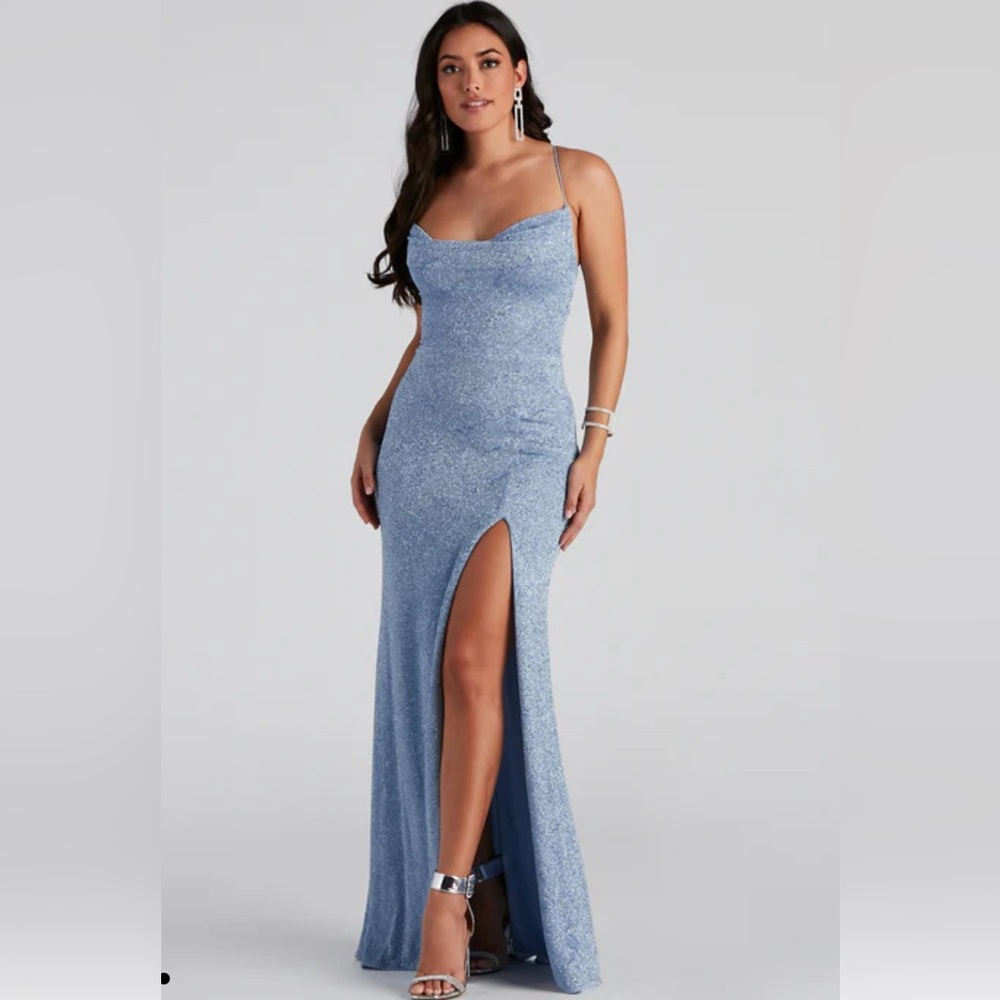 Windsor Baby Blue Sparkle Formal Dress - Size M